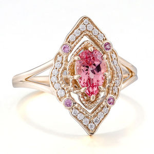 Anillo de Diseño Personalizado con Piedras Preciosas Certificadas GRC en Forma de Pera de Color Rosa con Oro Amarillo de 18K, 14K y 10K, Joyería Fina para Mujer - Product Image 3