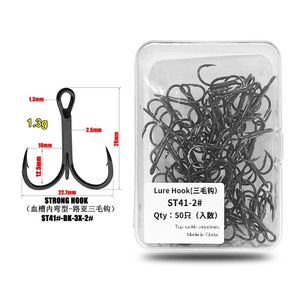 14 #-3/<span class=keywords><strong>0</strong></span> # Appâts de pêche <span class=keywords><strong>3X</strong></span> Strong ST41 Black Nickel Blood Tank Treble Hook Anchor Fish Hook avec Barb - Product Image 4