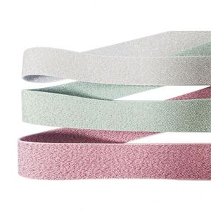 High Density Durable Webbing for Lunch Box Bandage Heavy Duty Elastic Band Pink <b>Glitter</b> Lurex Gold - Product Image 4