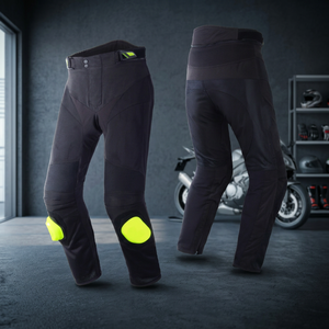 Men's Black Motorcycle <b>Pants</b> With Neon Yellow Knee <b>Pads</b> Breathable All Seasons Racing Wear - Product Image 5