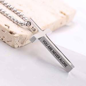 Collar Minimalista de Cruz de Acero Inoxidable de 45 mm, Unisex, para Uso Diario, Colgante Geométrico, Joyería Fina - Product Image 2