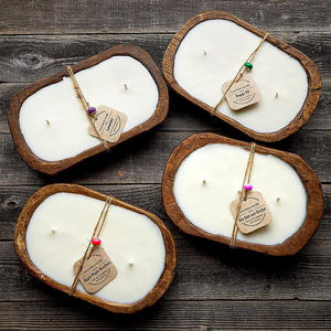 Vente en gros de nouveaux bol à pâte en bois avec des bougies parfumées en cire de soja couleur naturelle pour les vacances Diwali Ramadan Bars fête des pères - Product Image 2