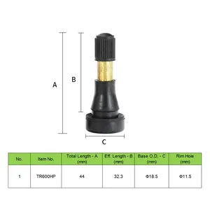 Wholesale TR600HP Standard Core Tire Rubber Valve High Pressure TR602HP  0.453''RH  Snap-in Tubeless Valves