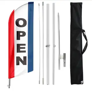 Benutzer definierte Open Feather Swooper Flagge mit Pole Kit und Ground Stake Outside für Unternehmen