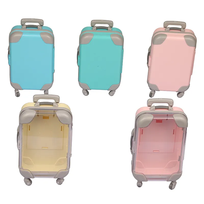 Factory New Arrival Suitcase For 18 Inch American Doll Accessories Colorful Transparent Suitcase For Wholesale