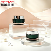 Pots en plastique acrylique de luxe 0,5 oz/1 oz avec couvercle à vis argenté pour usage cosmétique (crème contour des yeux et sérum de soin de la peau)