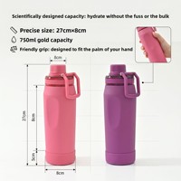 Termos Vakum Gaya Luar Angkasa Lintas Batas Bahan Stainless Steel 304 Kapasitas Besar 550ml/750ml untuk Olahraga Luar Ruangan