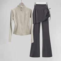 Ensemble de sport pour femme, nouvelle tendance, veste et pantalon slim anti-transpiration à col montant, pour yoga, entraînement, course, fitness, randonnée