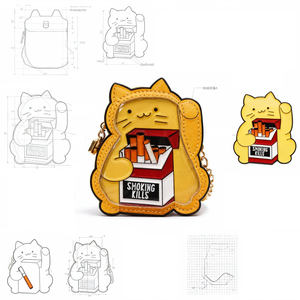 Bolso Bandolera Personalizado de Cuero PU con Diseño de Gato Amarillo y Ventana Transparente para Estilo Urbano - Product Image 3