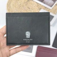 Portefeuille en cuir PU avec logo personnalisé, porte-cartes multi-poches cousu, étui pour carte d'identité, cadeau souvenir d'entreprise