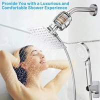 Ensemble de douche transfrontalier en acier inoxydable avec pommeau de douche supérieur, design moderne, pommeau de douche carré, style américain