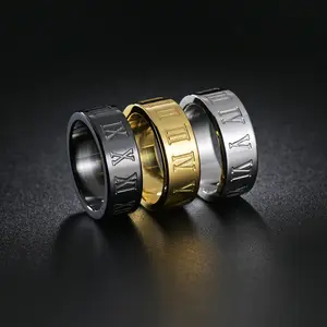 2023 Bague en titane avec chiffres romains new Roman numerals hiphop couple ring gold plated stainless steel ring for men