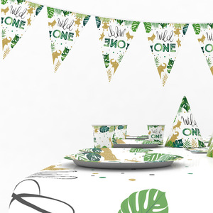 Wild One Party Plates Cups Jungle Theme Birthday Decor <b>Paper</b> Tableware Set - Product Image 5