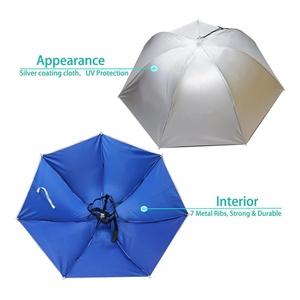 Parapluie-chapeau manuel surdimensionné anti-UV en tissu Oxford, coupe-vent, pliable, mains libres, 95 cm ouvert, 7 baleines - Product Image 4