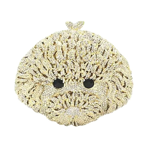 Pochette de soirée décontractée pour femme avec strass scintillants et motif mignon de chien caniche pour les fêtes - Product Image 1