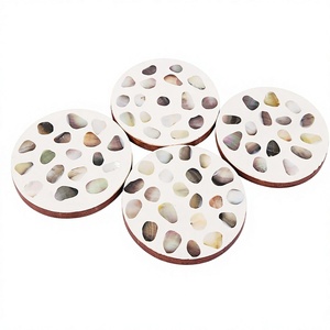 Juego de Posavasos Redondos Clásicos Ecológicos con Incrustaciones de Madreperla, Hechos a Mano, para Decoración de Mesa - Product Image 1