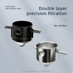 Portátil Reutilizável Eco-Friendly 304 Aço Inoxidável Cone Dobrável Café Filtro Anjo Binaural Preto Prata Despeje Café Funil - Product Image 4