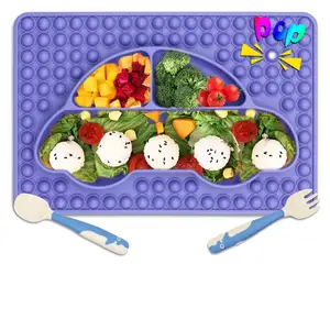 2022 New Arrival Silicone Tray Popping Baby Push It Bubble Divided Plate Feeding Tray Kids Dinner Plate