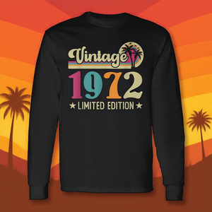 T-shirt vintage a maniche lunghe in edizione limitata del 1972, regalo di compleanno, design retrò - Product Image 3