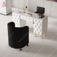 Weißer Luxus moderner Nagel tisch Holz Mesas De Beauty Salon Nagel tisch Profession eller Maniküre tisch Stuhl Set zum Verkauf