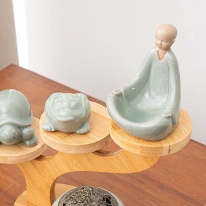 Nanzhu petit support antique en bois massif pour service à thé ornements stockage multicouche mur et présentoir pour la décoration du salon - Product Image 1