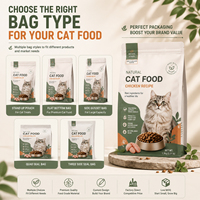 Sac à nourriture pour animaux de compagnie avec logo personnalisé, fond carré, fermeture éclair réutilisable, encoche de déchirement, 1,5 kg, emballage de haute qualité pour la nourriture pour chats
