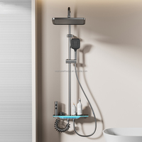 Ensemble de douche thermostatique numérique chaud/froid en cuivre avec affichage LED, pommeau pluie, douchette à main, éclairage LED, fixation murale – Vente directe usine en gros
