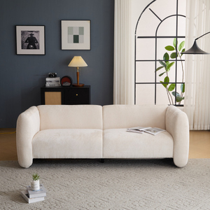 Modern Convertible 3-Seater <b>Sofa</b> Set Wave Design Fabric BEIGE-For Apartment Bedroom Living Room & Hotel/Villa Use - Product Image 2