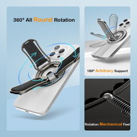 Nouveau support de support en métal à aimant Ultra mince à 360 ° support de doigt pliable béquille support magnétique poignée de Smartphone pour téléphones mobiles