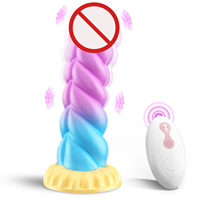 Einhorn-Penis Weiblicher Dildo Flüssiges Silikon Wasserdicht Weich Umweltfreundlich Farbverlauf Tragbar 8-Frequenz-Vibration Kabellos