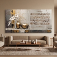 Décoration Murale Luxe Calligraphie Islamique Arabe sur Toile, Vase à Fleurs pour Salon, Décoration Musulmane pour la Maison, Cadre en Alliage d'Aluminium, Spécial Ramadan