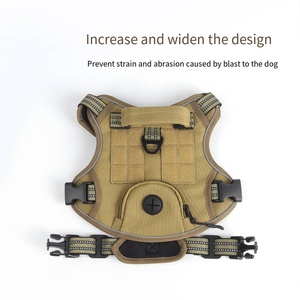 2024新しい反射なしプルドッグペットハーネス調節可能なコントロールハンドルオックスフォードドッグタクティカルハーネス、ポケット付きマジックステッカー - Product Image 4