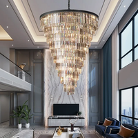 Style moderne personnalisé grand lustre rond italien noir lustre salon escalier mariage hôtel luxe verre cristal lustre