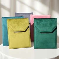 Pochettes enveloppe grandes en velours avec rabat, pour bijoux, bouton-pression fantaisie, velours doux, luxe, écologiques, légères, taille personnalisable