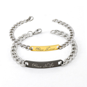ZOGXIN Couple <b>Bracelet</b> Stainless Steel His Always Hers Forever Engraved Chain Link Jewelry Gift <b>Set</b> - Product Image 5
