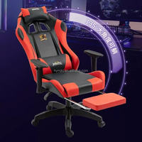 Chaise de jeu ergonomique pour e-sport, cuir véritable PU, hauteur réglable, confortable, inclinable, pivotant à 360°, massage, utilisation à domicile ou au bureau