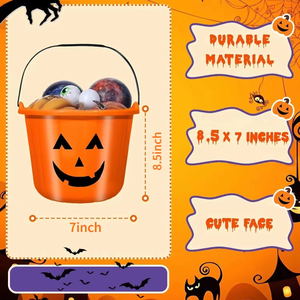 Secchielli di plastica rettangolari a forma di zucca <span class=keywords><strong>per</strong></span> dolcetti o scherzi, decorazioni <span class=keywords><strong>per</strong></span> feste a tema Halloween del Festival Sunup - Product Image 2