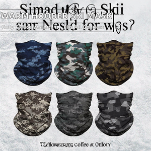 Masque de ski en polaire à carreaux VION pour hommes et femmes, cache-visage chaud et tendance en tissu commun, bonnet et écharpe - Product Image 2