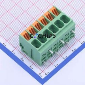 KF207RA-6.35-6P Spring Terminal Block Bent Lead Through Hole,P=6.35mm Connector 1x6P 6.35mm Green 6P - Product Image 1