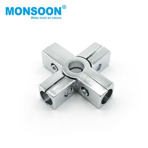 Conector de tubo flexible redondo de 25 mm con abrazadera de ángulo ajustable de 4 vías para herrajes de armario plateados personalizados - Product Image 1