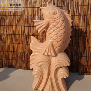 Fuente de agua con estatua de carpa tallada en piedra Jia Hua, estilo asiático, duradera, decoración para jardín exterior. - Product Image 2