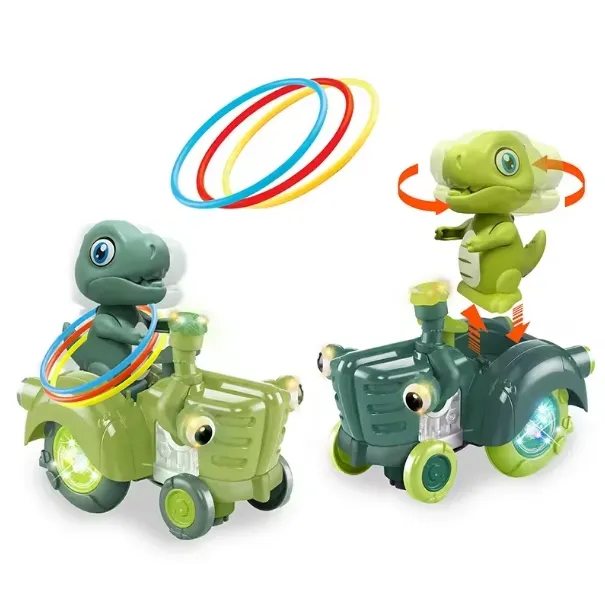 Plastic Educatieve Universele Gooien Ring Toss Spel Elektrische Muzikale Dinosaurus Baby Auto Speelgoed Voor Kind Met Licht