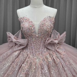 Vestido de Quinceañera Lsmc132 Rosa, Vestido de Tul con Apliques de Flores y Lazo, para Fiesta de 15 o 16 Años, Jancember - Product Image 6