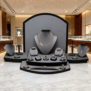 Ensemble de présentoirs à bijoux en cuir personnalisés, ensembles de présentoirs à bijoux pour les comptoirs de magasins de détail - Product Image 2