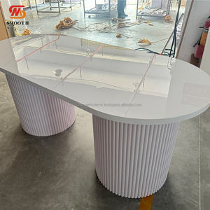 SMOOTH Advanced <b>White</b> <b>Acrylic</b> Round Dessert Plinth Set Mirror Top Wedding Event Table For Cakes Display - Product Image 3