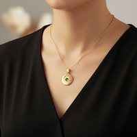 Collar con Colgante de Jadeíta Feicui Natural de Grado A, Oro Puro 999, Diseño de Lujo Ortodoxo, Estilo Mamá, para Eventos de Gala, Para Siempre