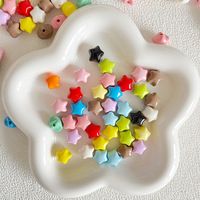 Perles en acrylique effet peinture cuite, forme étoile petite et bombée, trou vertical, style macaron, marque QC, pour la création de bijoux, chaînes de téléphone, bracelets et porte-clés DIY