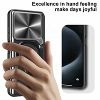 Coque de téléphone portable style fenêtre avec anneau de protection coulissant pour objectif et béquille intégrée pour Tecno Spark Go 2023 Pop 7 Spark 10 9 Pro 4G