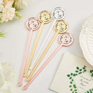 Agitateurs à cocktail personnalisés en acrylique avec monogramme pour mariage, fête, demoiselle d'honneur, design personnalisé, dorés - Product Image 4