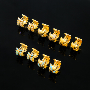 Pendientes de Aro en Forma de Hoja, Color Dorado, Moda 2026, Chapados en Oro de 21k con Circonita, para Mujer, Regalo para Fiesta - Product Image 2